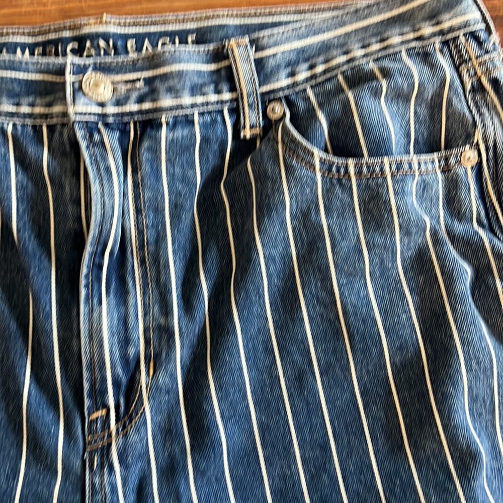 American Eagle Outfitters High-Rise Blue Pinstripe Jeans - Picture 6 of 7